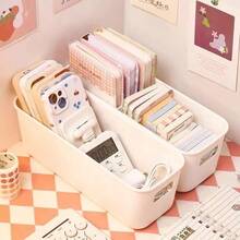 Cajas de almacenamiento de plástico - Perfectas para organizar suministros de oficina, cosméticos, medicamentos, etc. - Diseño portátil con la opción de instalar en el piso, adecuado para uso en cocina, baño y oficina, organizador de oficina; caja de almacenamiento simple; caja de plástico resistente, caja de almacenamiento para escritorio