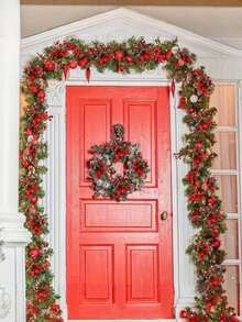 12/24 Pcs Christmas Glitter Red And Green Decorative Ornaments - Red And Green Artificial Flowers, Sparkling Festive Christmas Tree Decorations, Weddings, Home Decorations, Christmas Party Decorations, Wedding Decorations, Holiday Flower Decorations, Holiday Crafts, Wedding Planners, Perfect For Christmas