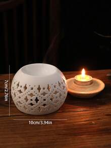 1pc Large Size Ceramic Aromatherapy Diffuser, Vintage Coin Shaped Essential Oil Burner, Home Decor Accessory