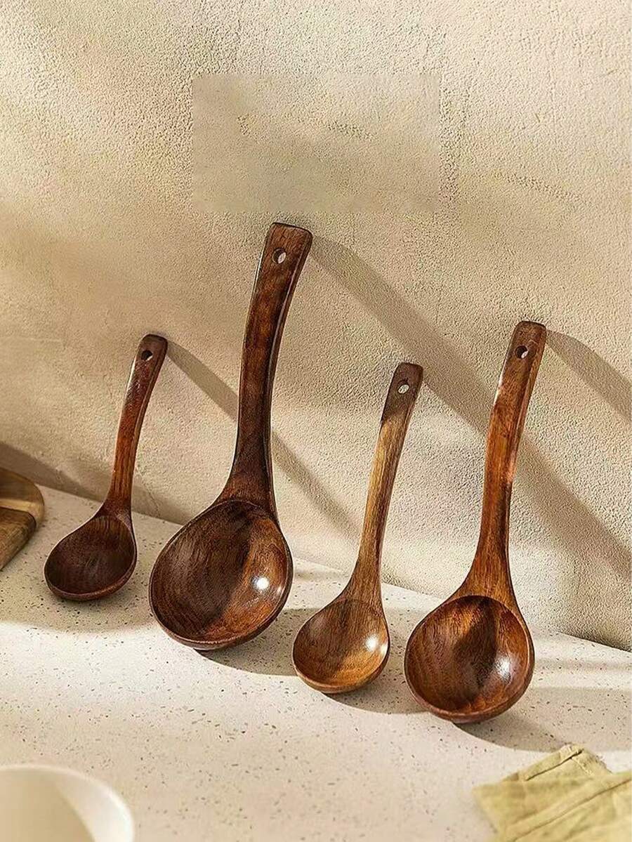 1 件长柄木汤勺、烹饪勺、日式米饭/面条勺 - 棕色 - 查看 1