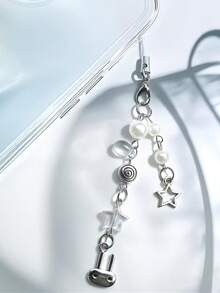 Joli porte-téléphone chaîne avec pendentif lapin et étoile, accessoire polyvalent fait main avec perles. Compatible avec Android et la plupart des smartphones. Cadeau pour mère, famille, amis, enfants, anniversaire, vacances