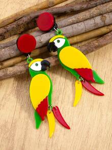 1 Đôi bông tai thiết kế hình con vẹt cổ điển, phong cách thời trang Âu Mỹ, thích hợp đeo hàng ngày - Nhiều màu - Xem 2