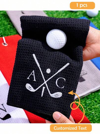 1 st personlig broderad golfhandduk, monogram golfhandduk, anpassad golfhandduk, present till marskalken, fars dag-present, julklapp, golfhandduk för fiskare, tillverkad av supermjuk mikrofiberblandning av polyester och nylon, endast handtvätt, våffelstruktur, mjukt material, med karbinhake, passar golfbag, unisex, golftillbehör, perfekt present till fars dag, födelsedag, pensionering