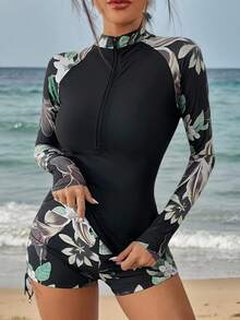 Elegante Traje De Baño De Dos Piezas, Cómodo Y Con Protección Solar,Top Y Braguita,2Piezas - Negro - Ver 3