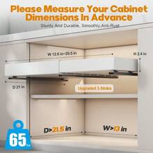 2 Pack 53cm Deep Pull Out Cabinet Organizer Expandable Pull Out Drawers For Cabinets Adhesive With Film Upgrade 3 Slide Rails Slide Out Drawers Width 32cm To 52cm White