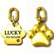 Etichetă de identificare personalizată pentru câini, cu nume și număr de telefon - în formă de os/lăbuță, gravată față-verso pentru zgardă - Multicolor - Vizualizare 12