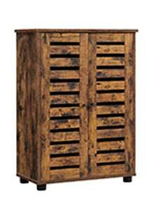 Bathroom Cabinet, Bathroom Cabinet, Storage Cabinet with Slat Doors, 2 Height Adjustable Shelves, for Bathroom, Living Room, Bedroom, Hallway, Vintage Brown