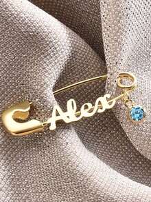 Personalized Baby Name Safety Pin, Birthstone Baby Pin, Unique Newborn Gift, Baby Shower Party Favor, Thanksgiving Party Brooch, Father's Day, Mother's Day Gift, Halloween Gift, Bridesmaid Initial Badge, Wedding, Bride Groom Brooch, Bridesmaid Brooch, Christmas