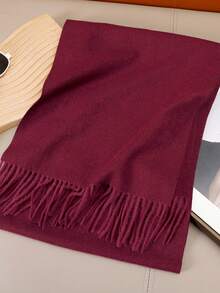 1pc Autumn/Winter High-Quality Twill Fringe Solid Color Women Pashmina Scarf, Fashionable Casual Windproof Warm Shawl, Comfortable Blanket Scarf, Suitable For Daily Wear For Dress