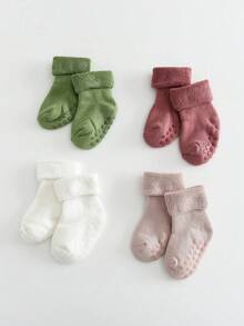 4 Pairs Thick Warm Comfortable Anti-Slip Baby Socks, Suitable For Toddler Boys And Girls, Autumn/Winter - Multicolor - View 5