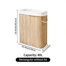 Bamboo Laundry Basket, Large Capacity Collapsible Movable Hamper With Lid & Wheels, Rectangular/Round, Space-Saving Storage For Bathroom, Laundry Room, Bedroom Home Bathroom Decor Bathroom Accessories Bathroom Organizer Fall Decor Back To School - Bamboo Original Color - View 13