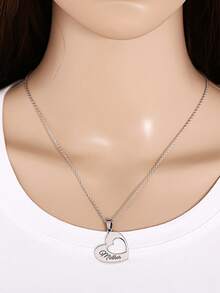 2 pezzi Set di collane con ciondolo a cuore cavo personalizzato per madre e figlia, in acciaio inossidabile, regalo per compleanno, festa della mamma, San Valentino, Natale - Multicolore - Visualizzare 8