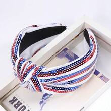 Ardorchid 4th Of July Headbands For Women Girls American Flag USA Independence Day Knotted Wide Headband Red White And Blue Sequin Patriotic Hairband Fourth Of July Head Band Hair Accessories Gifts{"Color_name":"4thofjulyheadband-FF"} - 多色23 - 查看 6