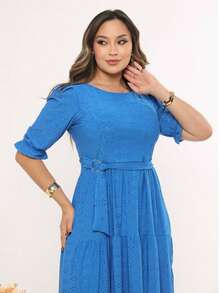 Women's Midi Dress Três Marias Laise Mesh Wedding Evening Formal And Night Elegant And Casual - 藍天 - 查看 4
