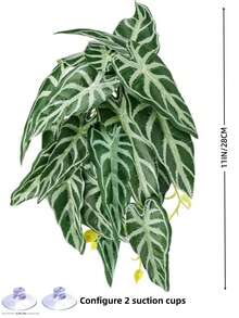 Reptile Habitat Artificial Plants, Amphibian Tank Shelter Hanging Plants, Climbing - Terrarium With Suction Cup Base, Tank Decoration, Suitable For Bearded Dragons, Lizards, Snakes, Geckos, Frog-Hamsters