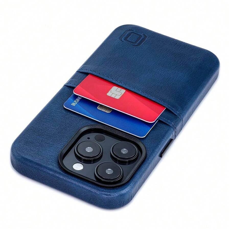 Card Case For 14 Pro With Built-In Metal Plate For Magnetic Mounting & 2 Pockets: Exec M2 Premium Synthetic Leather Wallet Case ( 14 Pro, Navy){"Size_name":"14Pro","Color_name":"Navy"} - Multicolor9 - View 1