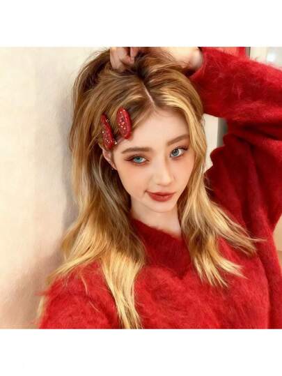 1pcHairclip Exquisite, Simple And Sweet Style Diamond Hair Clip Side Clip New High-End Exquisite Bangs Clip Versatile Design Sense Suitable For Daily Use, Home School, Seaside Vacation, Work, Commuting, Party, Holiday, Birthday Gift, Back-To-School Season, Versatile, Go Out Girl, Claw Clips