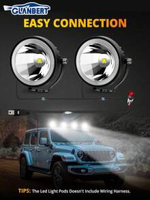 GLANBERT 3-Inch Round LED Daytime Running Light Bar, High Brightness, Concentrated Beam, Easy Installation, Suitable For Motorcycles, Electric Vehicles, Tricycles, Etc.