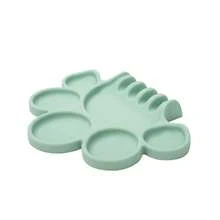 Paleta de pintura de silicona con diseño de compartimentos, fácil de lavar, bandeja dispensadora de pigmentos con soporte para bolígrafo, suministros de pintura