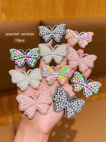 10 قطع مشابك شعر على شكل فراشات ملونة، إكسسوارات شعر جميلة وحلوة للبنات