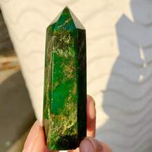 1PC Natural Crystal Emerald Point Healing Crystal Quartz Tower Healing Wand Stone Meditation Stone Energy Gem Home Decoration Christmas Gift