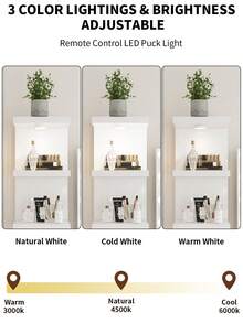 VOWNER 13.8" Narrow Dresser Sideboard With Power Outlet, Simple Display Cabinet With Glass Top, LED Light, 3 Drawers & Shelves, Tall Shelves Cabinet For Bedroom, Gifts For  Halloween Thanksgiving - White - View 4