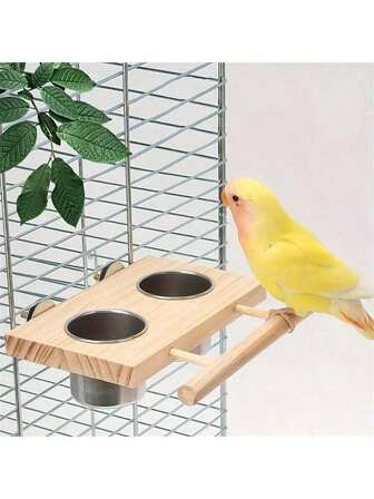 Birdcage Feeder Cup, Hanging Parrot Feeder With Stainless Steel Bowl, Double Cup Cage Rack With Clips, Parrot Dual Food And Water Bowl Dispenser, Durable Pet Cage Accessories