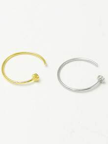 1 قطعة من الفضة الإسترليني عيار 925 دبوس أنف ثقب الجسم البشري، حلقة أنف مطلية بالذهب عيار 14 قيراط، حلقة أنف بسيطة على شكل حرف C، مناسبة لمجوهرات الجسم للنساء