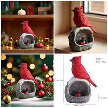 - Figuritas de pjaro cardinal rojo para decoracin del hogar, estatua de resina para oficina, estantera, decoracin de mesa, detalles bonitos y realistas adornos de cardenal en piedra - inicial - Ver 1