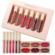 HANDAIYAN 6pcs/Set Matte Rose Lip Gloss Set, Non-Stick, Velvet Lip Tint, Great For Halloween, Christmas, Autumn/Winter Seasons, Holiday Gift - Một bộ/2ml*6 cái - Xem 8