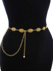 1 件夸张金色性感派对身体链，配多层仿珍珠流苏，女士腰链，送给女朋友、姐妹、生日、度假、派对的礼物 - 銀色 - 查看 6