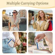 Cute Book Coffee Bow Credit Card Holder Small Wallet Women, Slim RFID Blocking Wallet Woman Keychain With Zipper Coin Pocket, Front Pocket Thin Travel Card Case With ID Window Ladies Gifts{"Color_name":"BookBow"} - 多色6 - 查看 3