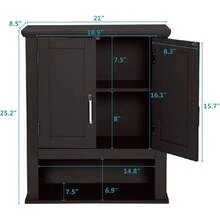 Bathroom Cabinet Wall Mounted Espresso Wall Cabinet Floating Cabinet For Wall Storage Bathroom With Doors And Adjustable Shelf Medicine Cabinet Organizer,23061094 - 藍色 - 查看 5