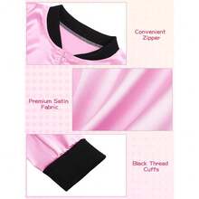 SOMSOC 1950s Pink Satin Jacket With Pant Polka Dot Scarf Headband Earrings And Cat Eye Glasses Halloween Cosplay Costume Set{"Size_name":"Large"} - Large - 查看 4