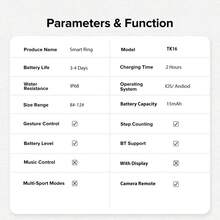 升级版智能戒指，IP68级防水，极简设计，运动模式，不锈钢材质，计步器，玫瑰金，手机控制，男女通用，礼品装，窄款戒指 - 彩色 - 查看 10