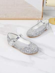 1 Pair Fashion Versatile Pink Girl Pearl Cute Flat Shoes, Round Toe, Suitable For Daily Wear, Dancing, Outdoor, Decorated With Sequins, Closed Toe Princess Shoes, Spring And Autumn