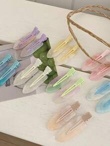 1pc Sweet Young Girl Iridescent Mermaid Girl With Invisible Hair Clip - Simple And Cute Hair Accessory, Claw Clips - Multicolor - View 2