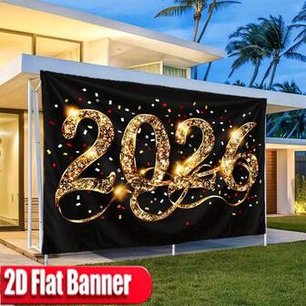 2D Flat BannerThe Multi-Functional Party Home Decoration Is Suitable For New Year's Parties - No Need For Electricity, A Perfect Gift For Family, Friends And Best Friends. Happy New Year 2026