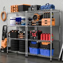 M MZG 1000 Lbs Commercial Grade Wire Shelving Unit, 4-Tier Silver Heavy Duty Standing Storage Rack, Steel Wire Organizer For Pantry, Garage, Warehouse, Kitchen & Laundry Room, Space Saving Design 13.8" D X 23.6" W X 53.5" H - 銀色 - 查看 6
