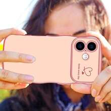 For IPhone 16 Plus Case Wave Wavy Phone Cases With Love Heart, Luxury Plating Edge Cute Curly Shape Cover For Women Girls, Thin Slim Soft TPU Rubber Shockproof Protective Cover, Pink{"Color_name":"Pink","Size_name":"ForiPhone16Plus-6.7inch"} - 多色11 - 查看 7