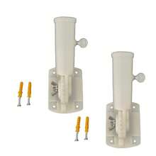 1 pieza/2 piezas Base de poste de bandera de plástico blanco, base de poste de bandera ajustable a 180°, accesorio de herramienta de decoración de fiesta, insertador de pared de plástico inclinado, requiere alimentación eléctrica