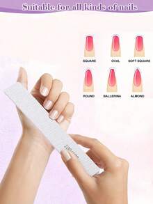 20pcs Professional Nail Files, 100/180 Grit, Double-Sided Reusable, Purple Striped Design, Suitable For Acrylic Nails - Ideal For Home And Salon Use, Manicure Supplies - Mauve Purple - View 3