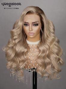 MEGALOOK Ash Blonde Ombre 13x4 Body Wave Lace Front 100% Human Hair - Transparent Lace Tiny Knots Skin Melt Ombre Color Wigs With Pre-Plucked Hairline Breathable Cap 13x4 Free Part - All Day Comfort Natural Hairline Undetectable Wig Daily Use Office Ready Party Style Y2K Baddie Vacation Outfits Outdoor Sunday's Best Cosplay Campus School Holiday Christmas Part Back To School Wedding Halloween Vibes Festival Ready Date Night Glam Wig For Women - Rooted & Ombre - View 10