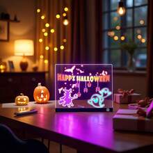 لوحة رسم مضيئة بتقنية RGB مع إضاءة LED متعددة الألوان وأوضاع دورية، لوحة رسائل أكريليك قابلة للمسح ب- 7 أقلام رصاص، لوحة رسم قابلة لإعادة الاستخدام تعمل بالطاقة عبر USB مع حامل، بدون بطاريات مطلوبة، مثالية لتصميمات عيد الميلاد والأعياد، مستلزمات فنية إبداعية، عرض حيوي، بناء متين