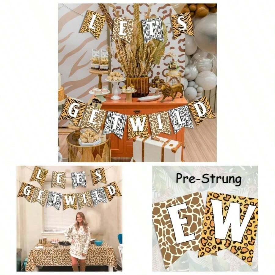 Cheetah Happy Birthday Leopard Birthday Garland Women Animal Print Theme Party Supplies - tất cả - Xem 1