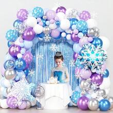 148 Pcs Frozen Birthday Party Decor Blue Purple Snowflake Foil Balloons DIY Balloon Arch For Birthday Balloons Baby Shower Wedding Graduation Party Decorations