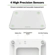 Bscula de bao digital, bscula de peso corporal de alta precisin con pantalla iluminada, diseo de esquina redonda, 400 lb, ncleo negro 1S - Blanco + 10.2"/260mm - Ver 5