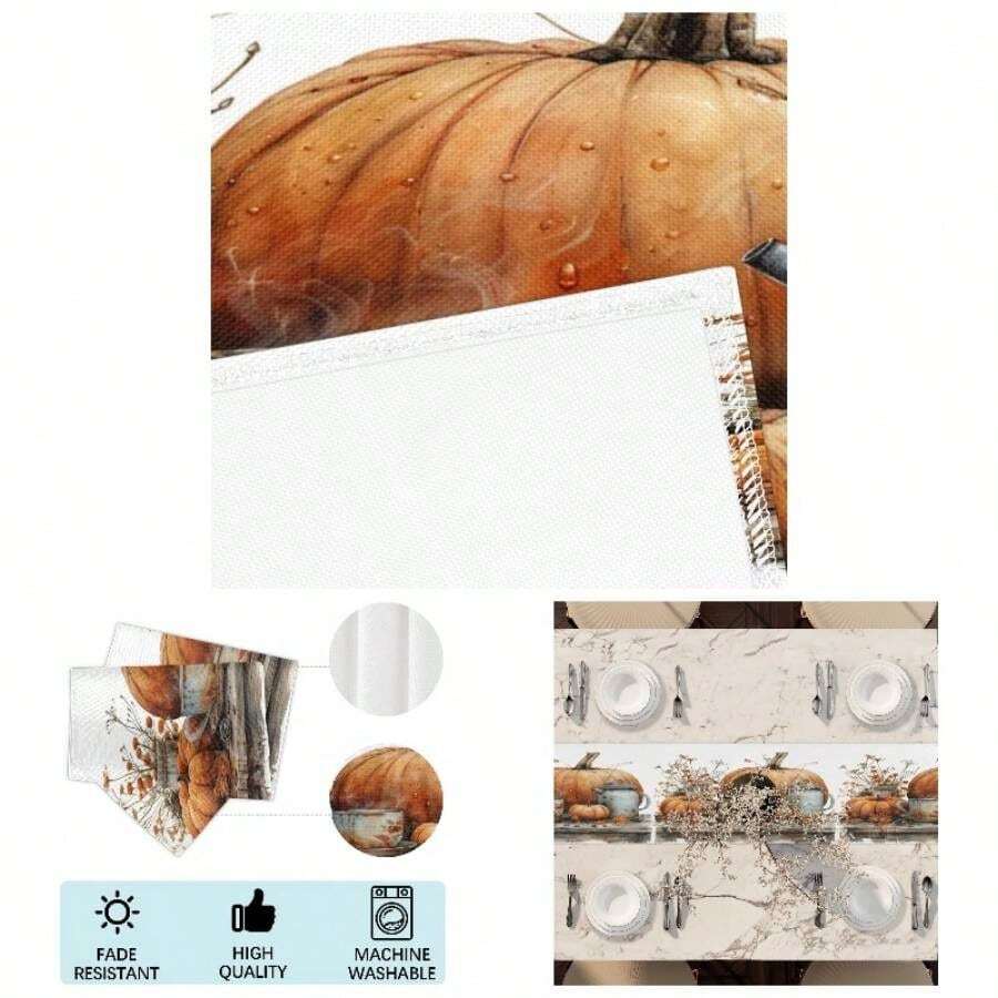 Camino de mesa de calabaza de otoo, almohadilla de proteccin de computadora suave adecuada para mesas de cocina, comedor, bodas, fiestas, decoracin de da festivo. 13x 48 pulgadas - 13*120 - Ver 1