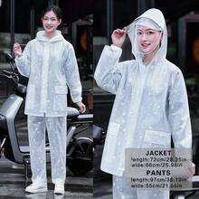 1 conjunto de impermeable transparente para mujer, chaqueta con capucha y pantalones, casual y de moda para la vida diaria