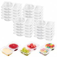 20 Contenedores Reutilizables 150 ml con 2 Compartimentos y Tapa para Snacks, Salsas, Dulces, Bocadillos, Frutas y Control de Porciones, Recipientes de Plástico para Refrigerador(20) - 20 - Ver 1